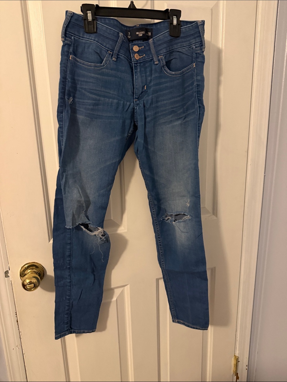 Hollister Skinny Ripped Jeans in Mid Blue